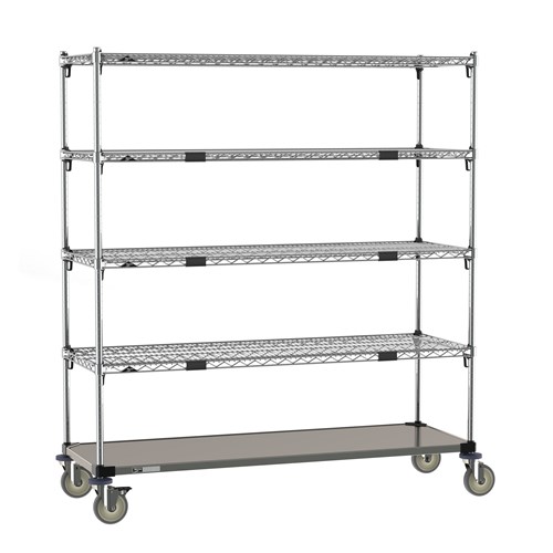 InterMetro Industries ECM46XA Super Adjustable Super Erecta Par Level Cart - Stainless Steel Bottom Shelf - 21" x 60"