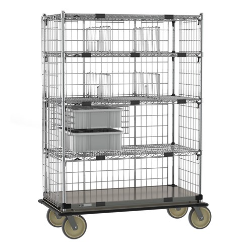 InterMetro Industries ECM55XC Super Adjustable Super Erecta Deluxe Transport and Exchage Cart - Stainless Steel Bottom Shelf - 24" x 48"