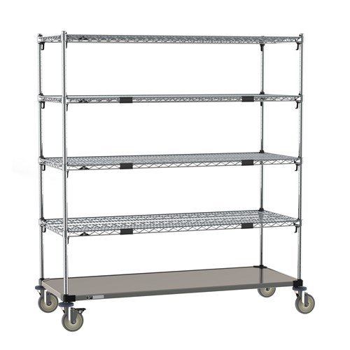 InterMetro Industries ECM56XA Super Adjustable Super Erecta Par Level Cart - Stainless Steel Bottom Shelf - 24" x 60"