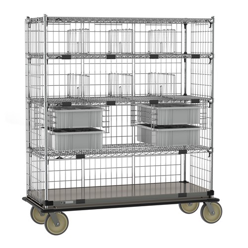 InterMetro Industries ECM56XC Super Adjustable Super Erecta Deluxe Transport and Exchage Cart - Stainless Steel Bottom Shelf - 24" x 60"