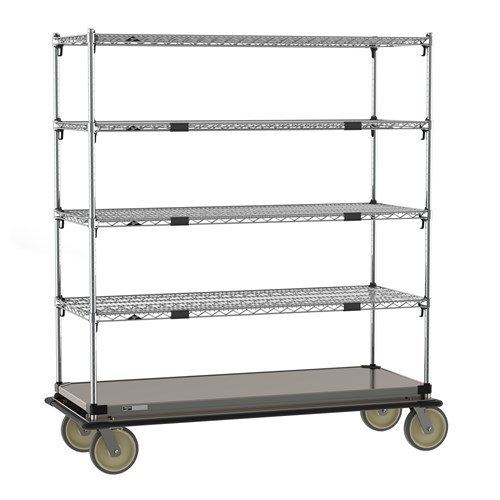 InterMetro Industries ECM56XS Super Adjustable Super Erecta Transport and Exchage Cart - Stainless Steel Bottom Shelf - 24" x 60"