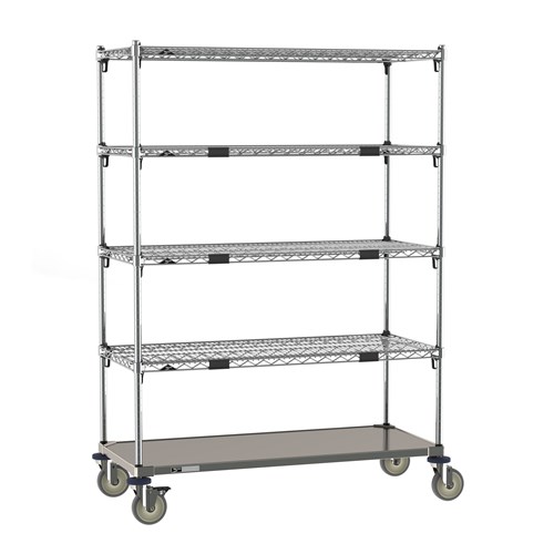 InterMetro Industries ECN45CA Super Adjustable Super Erecta Par Level Cart - Galvanized Steel Bottom Shelf - 21" x 48"