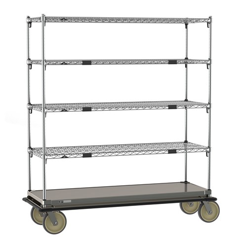 InterMetro Industries ECN46CS Super Adjustable Super Erecta Transport and Exchage Cart - Galvanized Steel Bottom Shelf - 21" x 60"