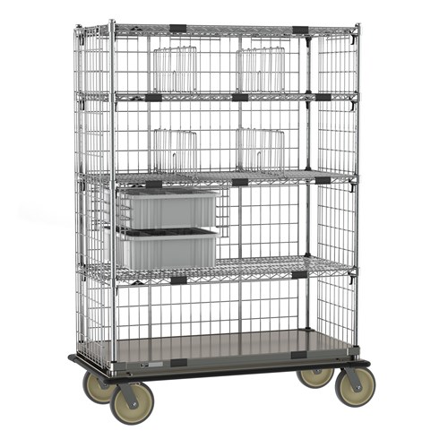 InterMetro Industries ECN55CC Super Adjustable Super Erecta Deluxe Transport and Exchage Cart - Galvanized Steel Bottom Shelf - 24" x 48"