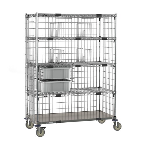 InterMetro Industries ECN55CD Super Adjustable Super Erecta Deluxe Par Level Cart - Galvanized Steel Bottom Shelf - 24" x 48"