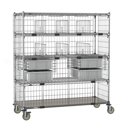 InterMetro Industries ECN56CD Super Adjustable Super Erecta Deluxe Par Level Cart - Galvanized Steel Bottom Shelf - 24" x 60"