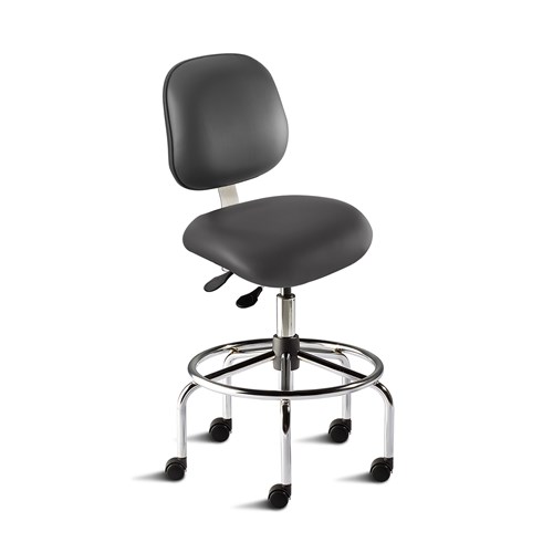 Biofit EES-H-RC-T-XF-XA-C-P28540 - Elite Series Chair w/21" Affixed Footring - 25" - 32" - Chrome Plated - Black Vinyl