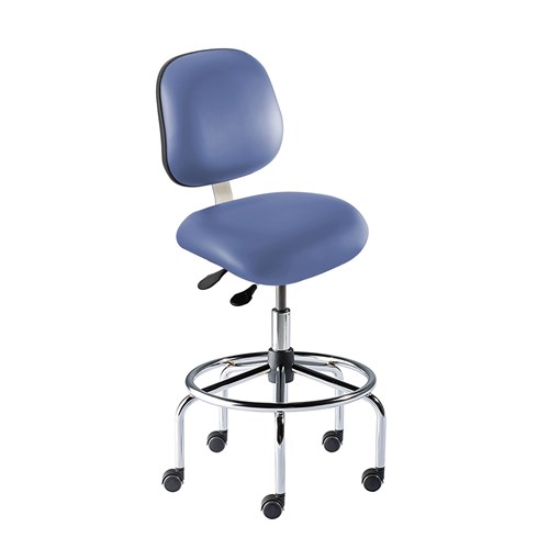 Biofit EES-H-RC-T-XF-XA-C-P28542 - Elite Series Chair w/21" Affixed Footring - 25" - 32" - Chrome Plated - Blue Vinyl