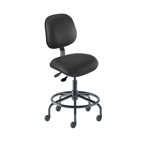 Biofit EES-L-RC-T-XF-XA-06-P28540 - Elite Series Chair w/21" Affixed Footring - 18" - 22" - Black Powder Coated - Black Vinyl