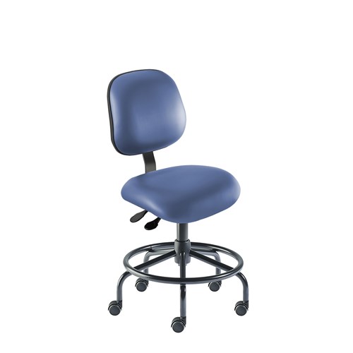 Biofit EES-L-RC-T-XF-XA-06-P28542 - Elite Series Chair w/21" Affixed Footring - 18" - 22" - Black Powder Coated - Blue Vinyl