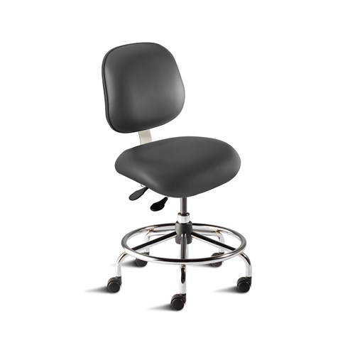 Biofit EES-L-RC-T-XF-XA-C-P28540 - Elite Series Chair w/21" Affixed Footring - 18" - 22" - Chrome Plated - Black Vinyl