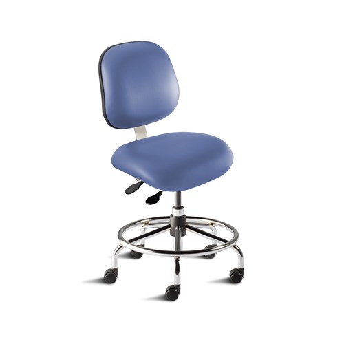 Biofit EES-L-RC-T-XF-XA-C-P28542 - Elite Series Chair w/21" Affixed Footring - 18" - 22" - Chrome Plated - Blue Vinyl