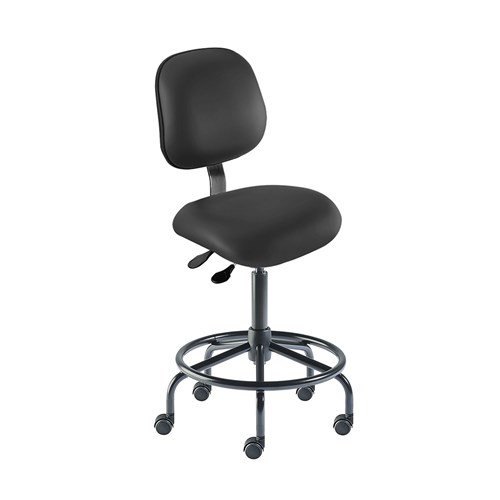 Biofit EES-M-RC-T-XF-XA-06-P28540 - Elite Series Chair w/21" Affixed Footring - 21" - 28" - Black Powder Coated - Black Vinyl