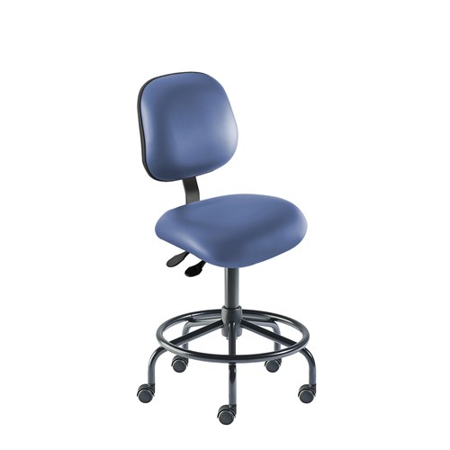 Biofit EES-M-RC-T-XF-XA-06-P28542 - Elite Series Chair w/21" Affixed Footring - 21" - 28" - Black Powder Coated - Blue Vinyl