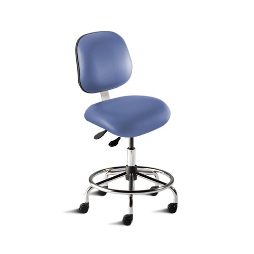 Biofit EES-M-RC-T-XF-XA-C-P28542 - Elite Series Chair w/21" Affixed Footring - 21" - 28" - Chrome Plated - Blue Vinyl