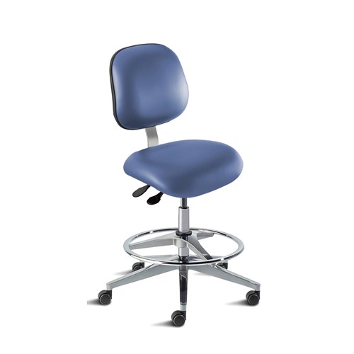 Biofit EEW-H-RC-T-AFP-XA-C-P28542 - Elite Series Chair w/22"  adjustable Footring - 22" - 32" - Chrome Plated - Blue Vinyl