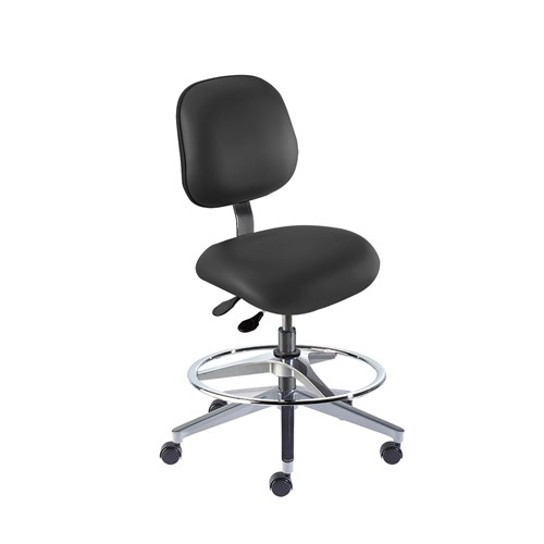 Biofit EEW-M-RC-T-AFP-XA-06-P28540 - Elite Series Chair w/22"  adjustable Footring - 19" - 26" - Black Powder Coated - Black Vinyl