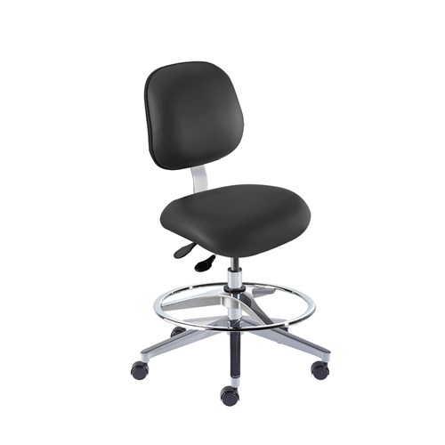 Biofit EEW-M-RC-T-AFP-XA-C-P28540 - Elite Series Chair w/22"  adjustable Footring - 19" - 26" - Chrome Plated - Black Vinyl