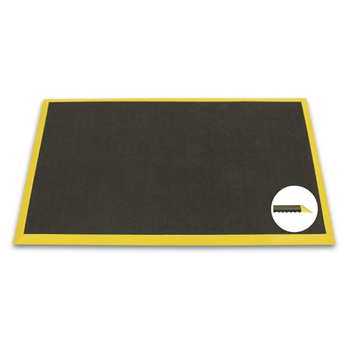 Ergomat BBD0224-YB - Ergomat Basic Bubble Down w/2" Yellow Bevels Matting - 2' x 24' x 28" - Charcoal Gray