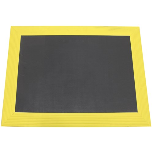 Ergomat BD0219-YB - Ergomat Bubble Down w/2" Yellow Bevels Matting - 2' x 19' x 23" - Charcoal Gray