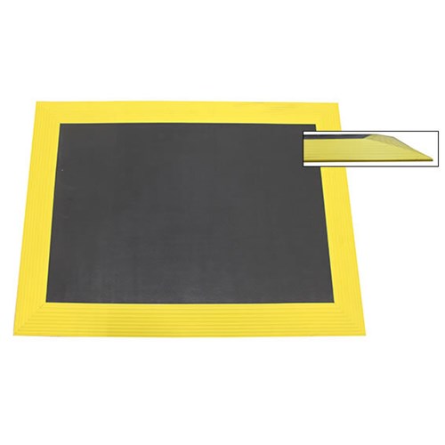 Ergomat BDXL0212-YB - Ergomat XL Bubble Down w/3.5'' Yellow Bevels Matting - 2' x 12' x 19" - Charcoal Gray with Yellow Bevels