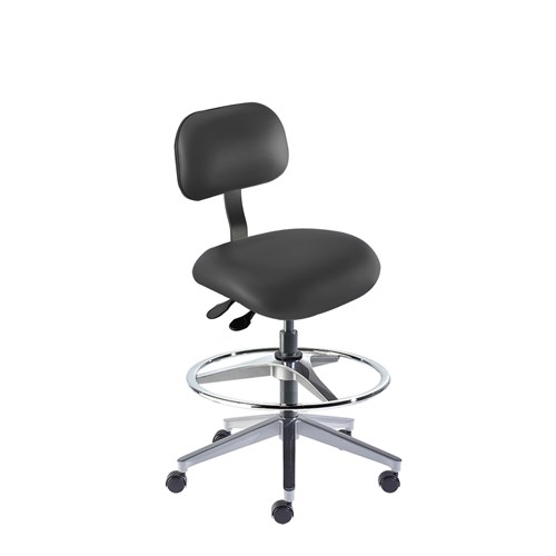 BioFit ETA-H-RC-T-AFP-XA-06-P28540 Eton Series Chair w/22" adjustable Footring - 22" - 32" - Black Powder Coated - Black Vinyl