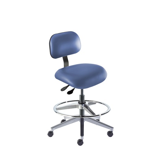 BioFit ETA-H-RC-T-AFP-XA-06-P28542 Eton Series Chair w/22" adjustable Footring - 22" - 32" - Black Powder Coated - Blue Vinyl