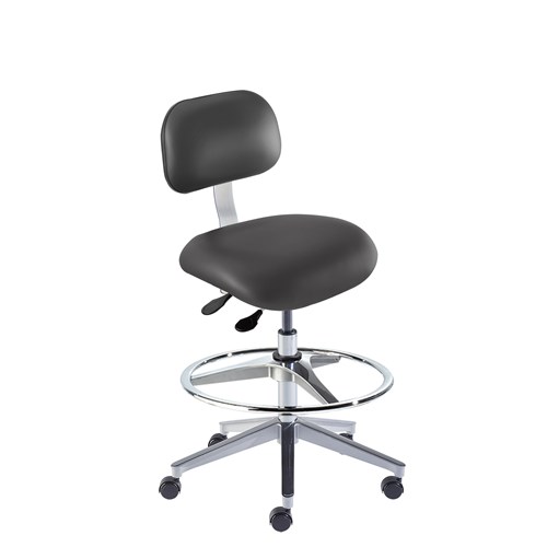 BioFit ETA-H-RC-T-AFP-XA-C-P28540 Eton Series Chair w/22" adjustable Footring - 22" - 32" - Chrome Plated - Black Vinyl