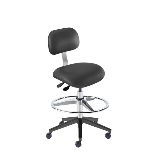 BioFit ETR-H-RC-T-AFP-XA-C-P28540 Eton Series Chair w/22" adjustable Footring - 22" - 32" - Chrome Plated - Black Vinyl