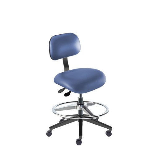 BioFit ETR-M-RC-T-AFP-XA-06-P28542 Eton Series Chair w/22" adjustable Footring - 19" - 26" - Black Powder Coated - Blue Vinyl