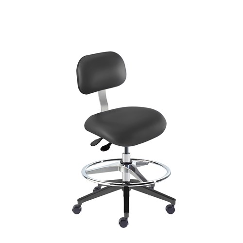 BioFit ETR-M-RC-T-AFP-XA-C-P28540 Eton Series Chair w/22" adjustable Footring - 19" - 26" - Chrome Plated - Black Vinyl