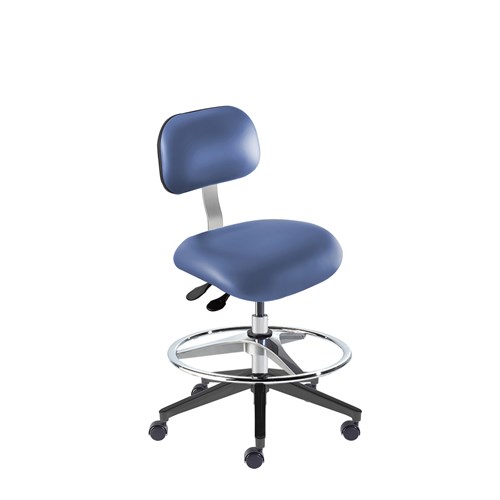 BioFit ETR-M-RC-T-AFP-XA-C-P28542 Eton Series Chair w/22" adjustable Footring - 19" - 26" - Chrome Plated - Blue Vinyl