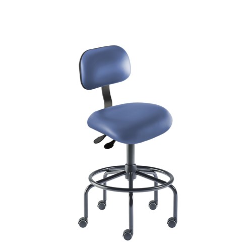 BioFit ETS-H-RC-T-XF-XA-06-P28542 Eton Series Chair w/21" Affixed Footring - 22" - 32" - Black Powder Coated - Blue Vinyl