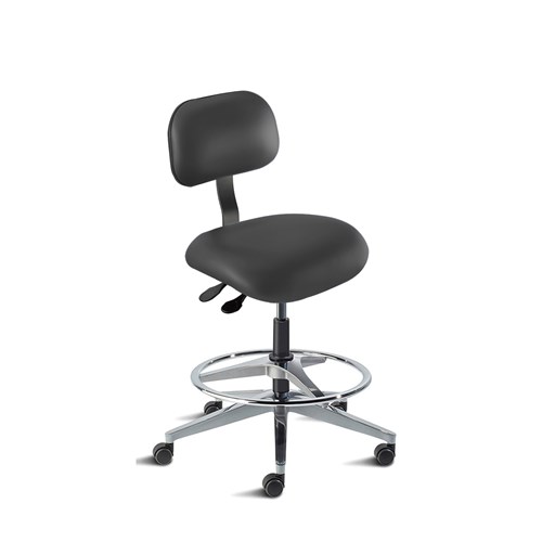 BioFit ETW-H-RC-T-AFP-XA-06-P28540 Eton Series Chair w/22" adjustable Footring - 22" - 32" - Black Powder Coated - Black Vinyl