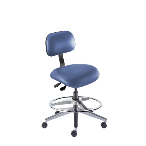 BioFit ETW-M-RC-T-AFP-XA-06-P28542 Eton Series Chair w/22" adjustable Footring - 19" - 26" - Black Powder Coated - Blue Vinyl