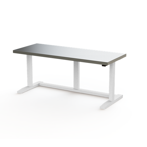 Gibo/Kodama EX4-6024FW-3R - ESD Height Adjustable Workstation w/Stainless Top - White Frame - 26.5"-46" Height - 60" x 24"