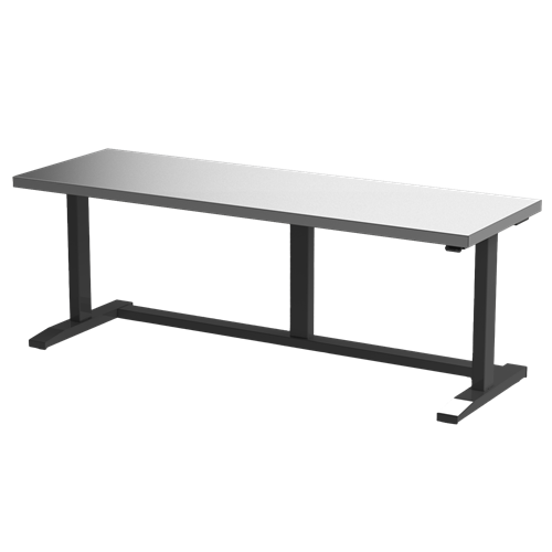 Gibo/Kodama EX4-7224FB-3R - ESD Height Adjustable Workstation w/Stainless Top - Black Frame - 26.5"-46" Height - 72" x 24"