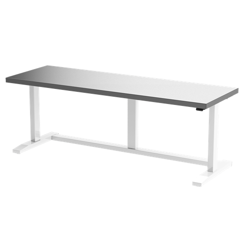 Gibo/Kodama EX4-7224FW-3R - ESD Height Adjustable Workstation w/Stainless Top - White Frame - 26.5"-46" Height - 72" x 24"