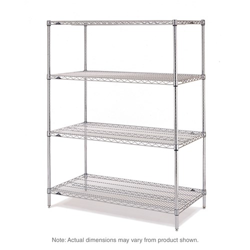 InterMetro Industries EZ1836BR-4 Super Erecta 4-Shelf Industrial Wire Shelving Convenience Pak - Brite - 18" x 36" x 74"