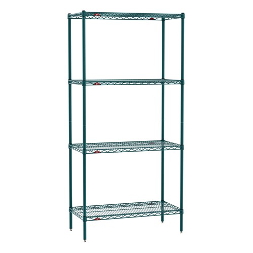 InterMetro Industries EZ1836NK3-4 Super Erecta 4-Shelf Industrial Wire Shelving Convenience Pak - Metroseal Green Epoxy - 18" x 36" x 74"