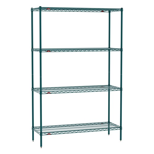 InterMetro Industries EZ1848NK3-4 Super Erecta 4-Shelf Industrial Wire Shelving Convenience Pak - Metroseal Green Epoxy - 18" x 48" x 74"