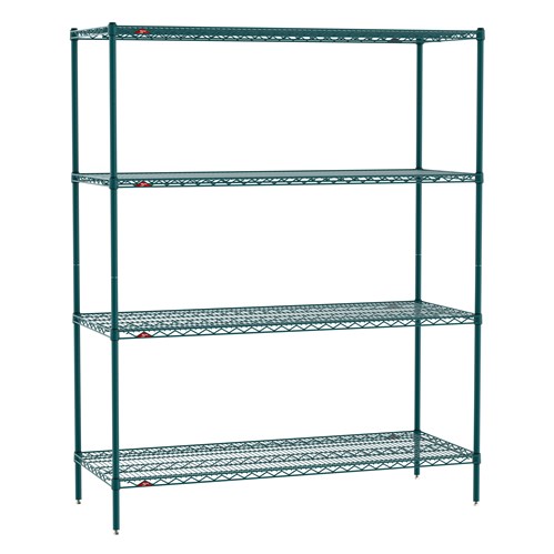 InterMetro Industries EZ2460NK3-4 Super Erecta 4-Shelf Industrial Wire Shelving Convenience Pak - Metroseal Green Epoxy - 24" x 60" x 74"