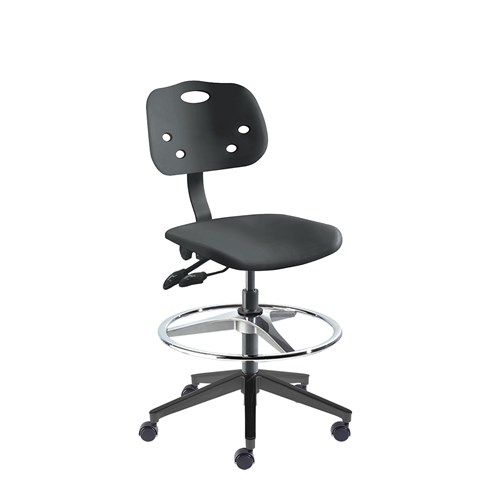 BioFIt GGR-H-RC-T-AFP-XA-06-BLK ArmorSeat Series Chair w/22" adjustable Footring - 21" - 31" - Black Powder Coated - Black Polyproplene