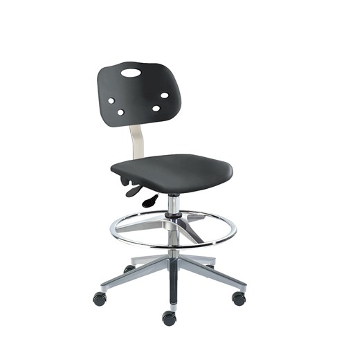 BioFIt GGW-H-RC-T-AFP-XA-C-BLK ArmorSeat Series Chair w/22" adjustable Footring - 21" - 31" - Chrome Plated - Black Polyproplene