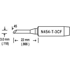 Hakko N454-T-3CF - N454 Dash Series Soldering Tip - Bevel - 3CF - 3 mm/45° x 17 mm