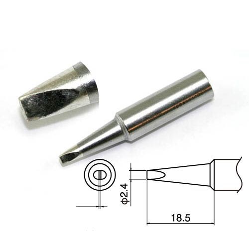 Hakko T19-D24 - T19 Series Soldering Tip for Hakko FX-601 - Chisel - 2.4 x 18.5 mm