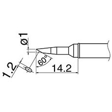 Hakko T31-01BC1 - T31 Series Soldering Tip Cartridge - Slanted Cone 60° - 842°F (450°C) - 1 mm x 14.2 mm