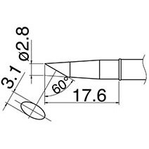 Hakko T31-01BC28 - T31 Series Soldering Tip Cartridge - Slanted Cone 60° - 842°F (450°C) - 2.8 mm x 17.6 mm