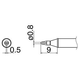 Hakko T31-01D08 - T31 Series Soldering Tip Cartridge - Flat-Blade/Chisel - 842°F (450°C) - 0.8 mm x 9 mm