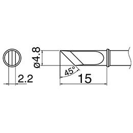 Hakko T31-01KU - T31 Series Soldering Tip Cartridge - Knife 45° - 842°F (450°C) - 4.8 mm x 15 mm